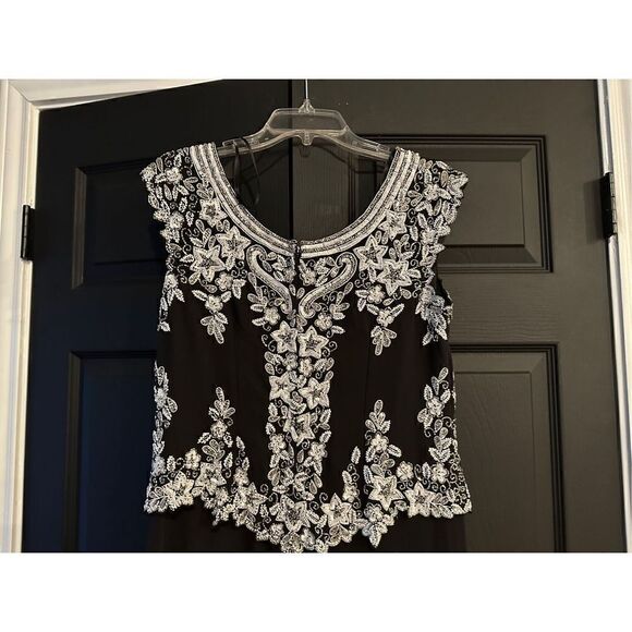 J Kara Women's Cap Sleeve Long Beaded Dress - Picture 7 of 10